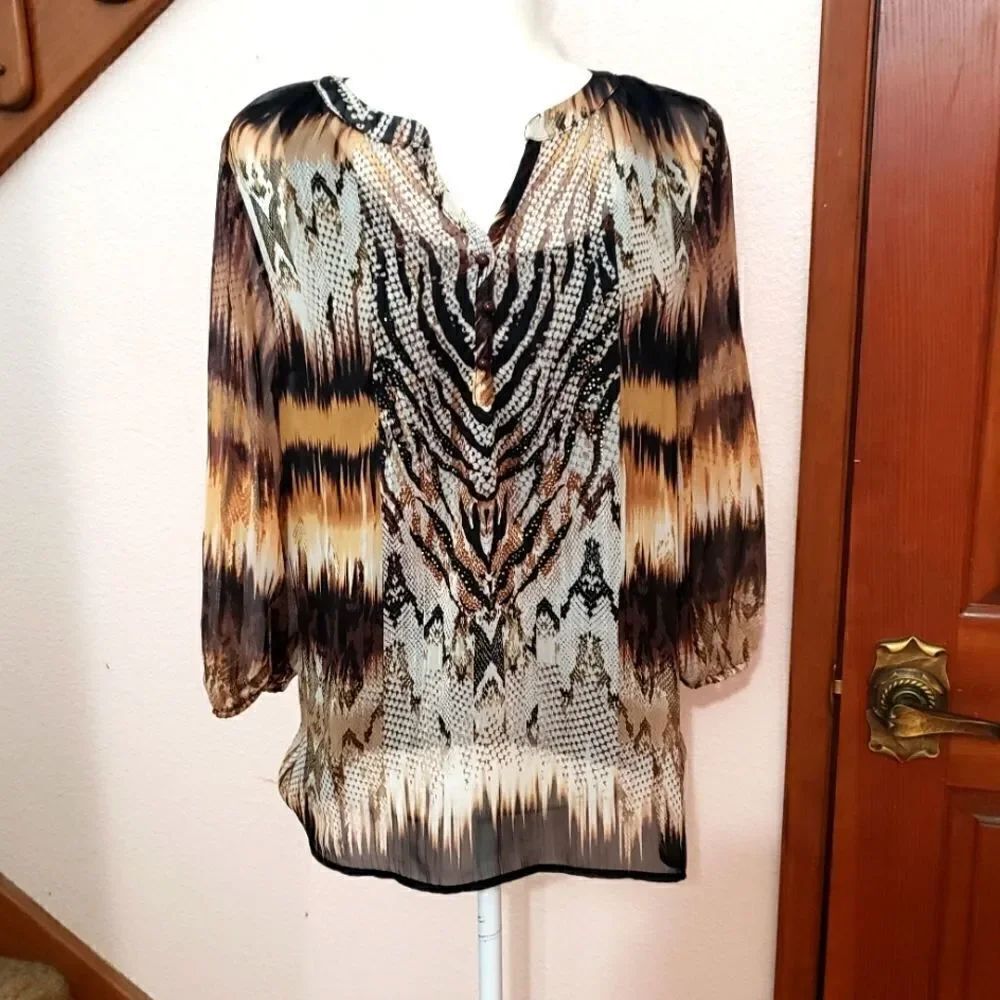 Sheer top with attached sleeveless tanktop, by Laura Scott. Size S